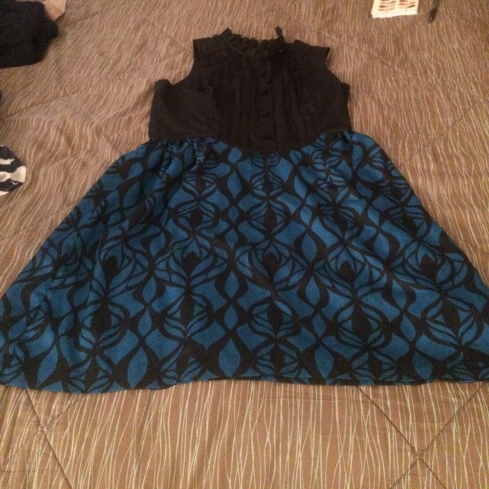 Turquoise and Black DKNY Dress